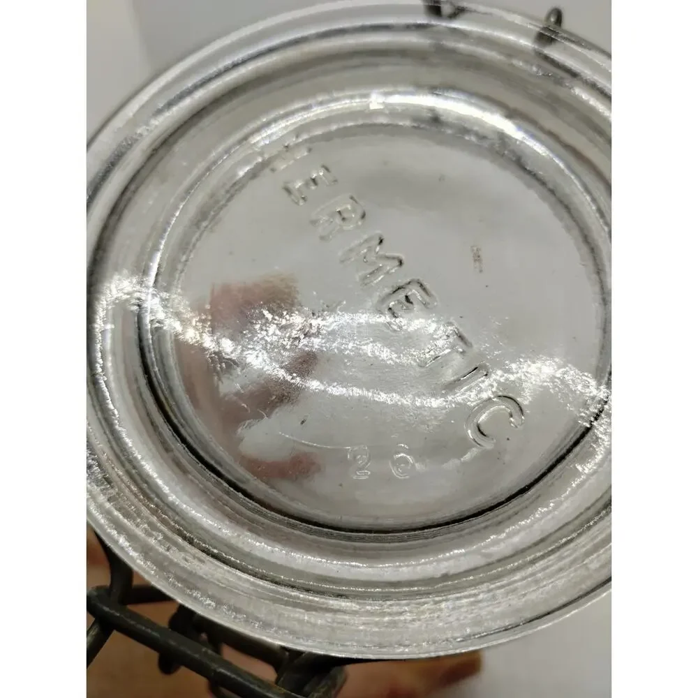 Hermetic Clear Glass Canister Jar 3/4L - Wire Hinged Lid - Made in Italy